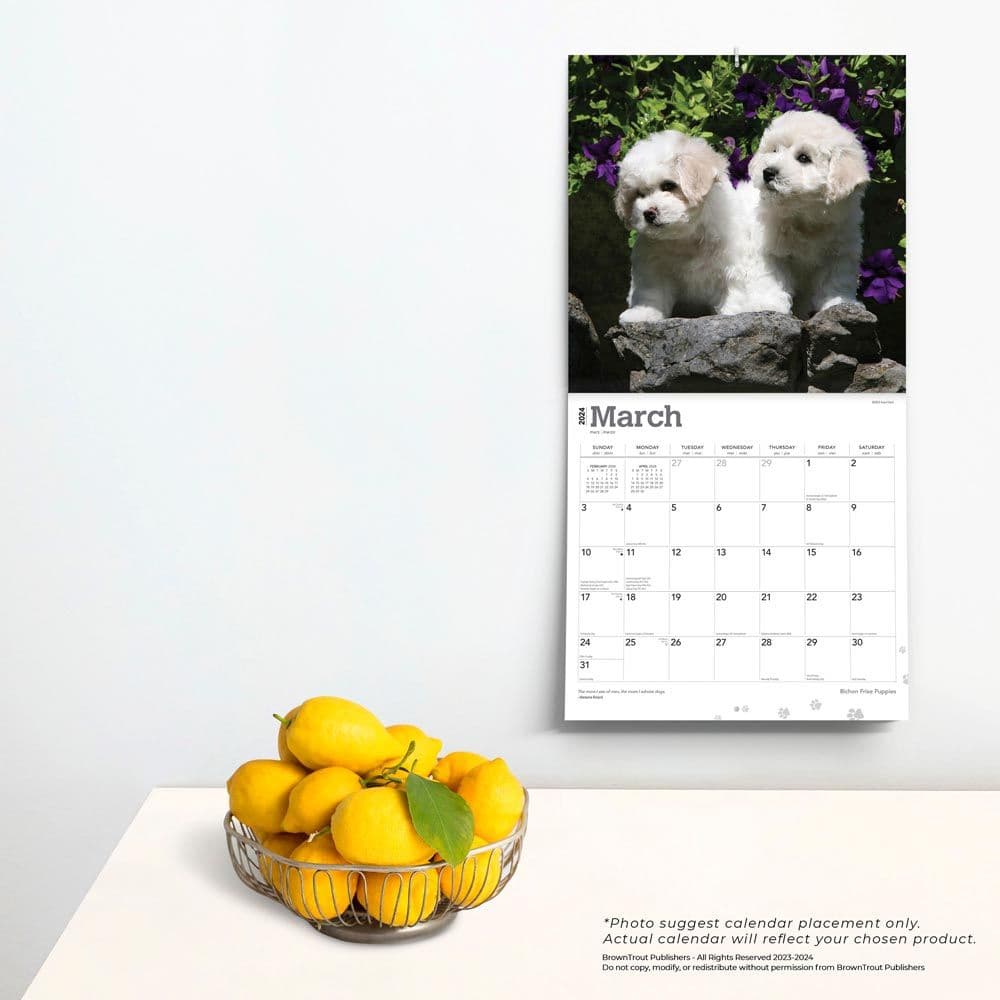 Bichon Frise Puppies 2024 Wall Calendar Third Alternate Image width=&quot;1000&quot; height=&quot;1000&quot;