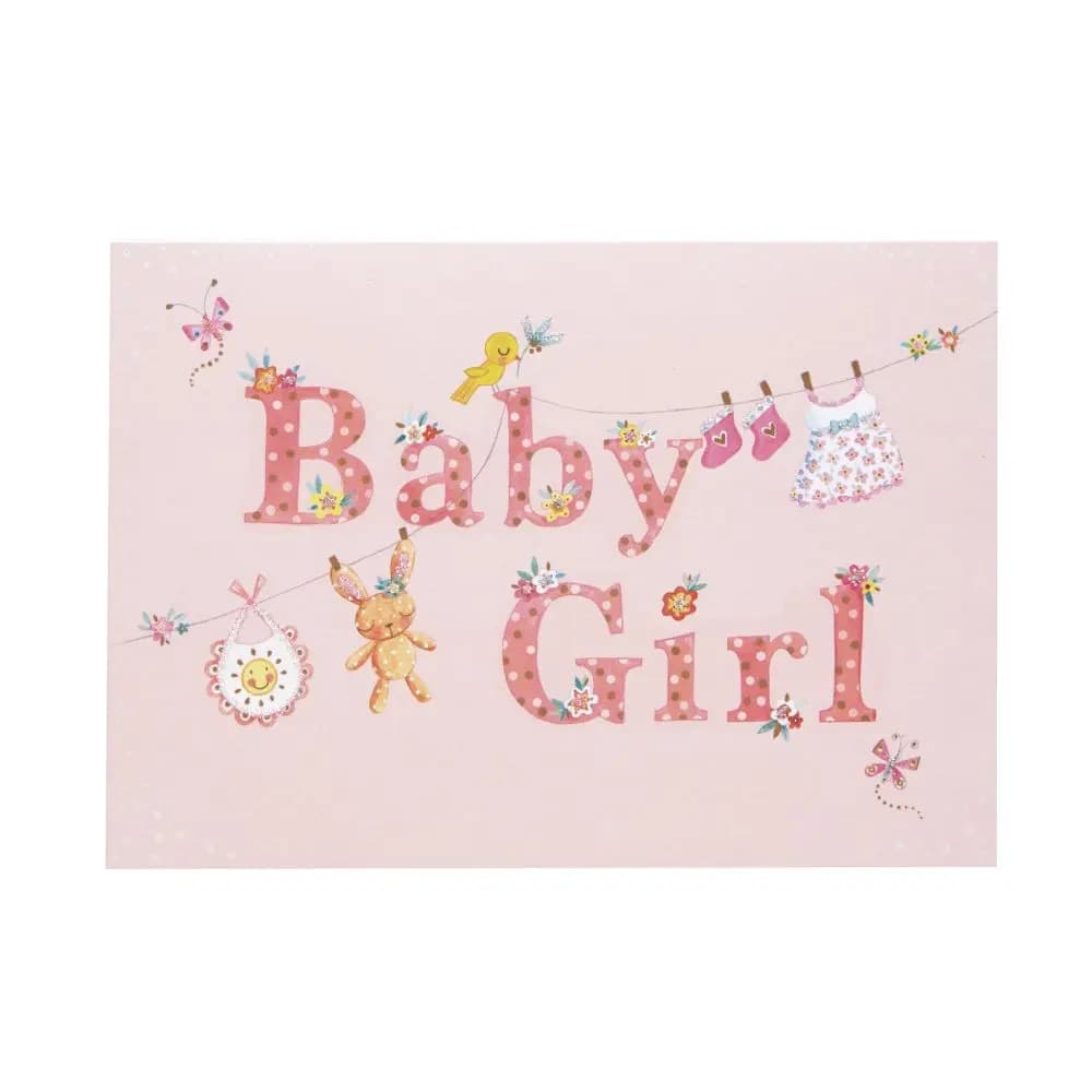 Clothesline Girl New Baby Card front