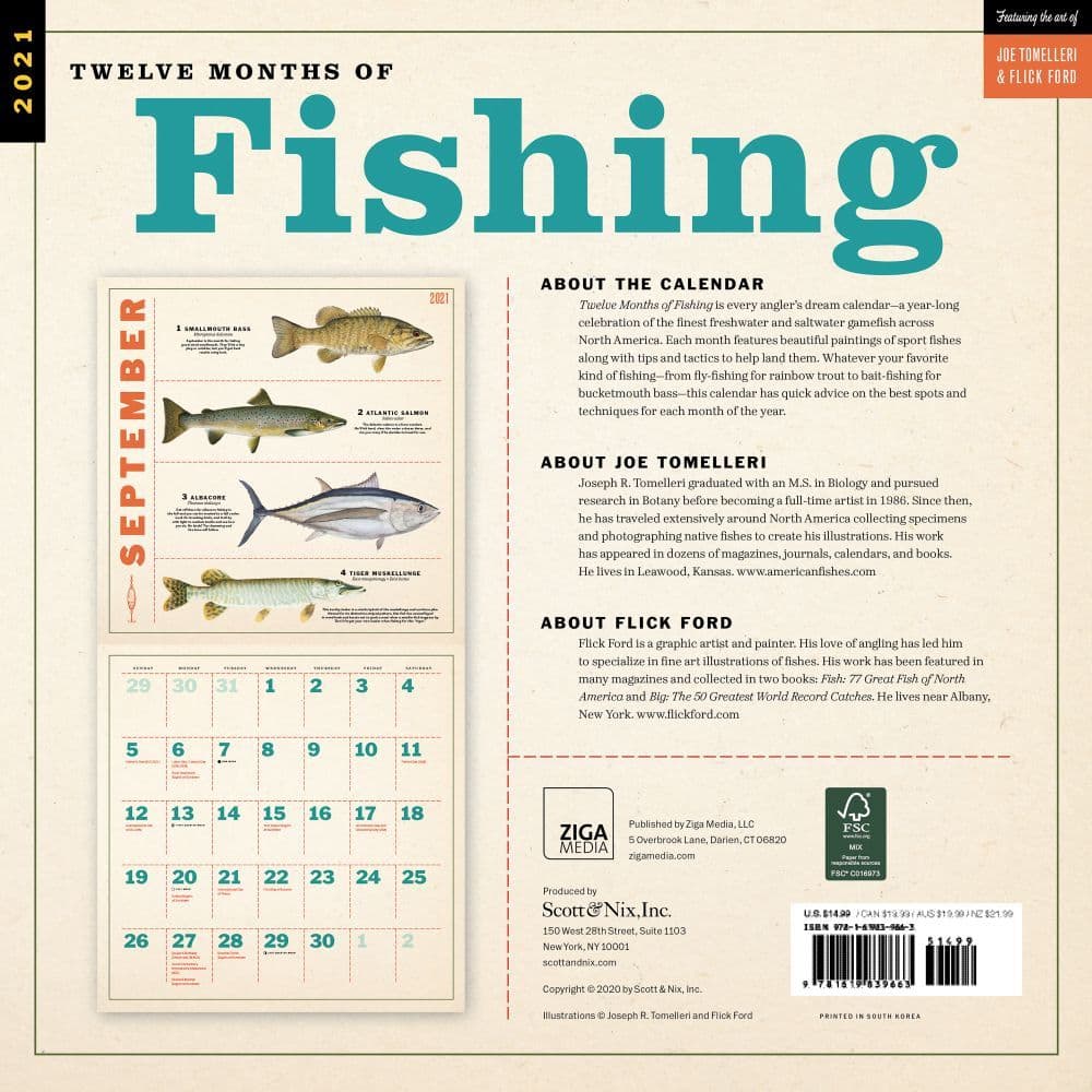 Fishing Illustrations Wall Calendar - Calendars.com