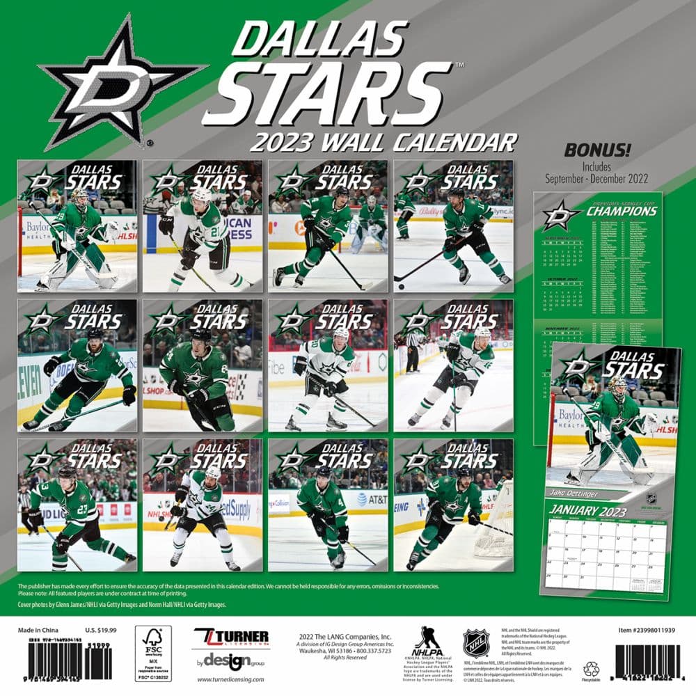 NHL Dallas Stars 2023 Wall Calendar - Calendars.com