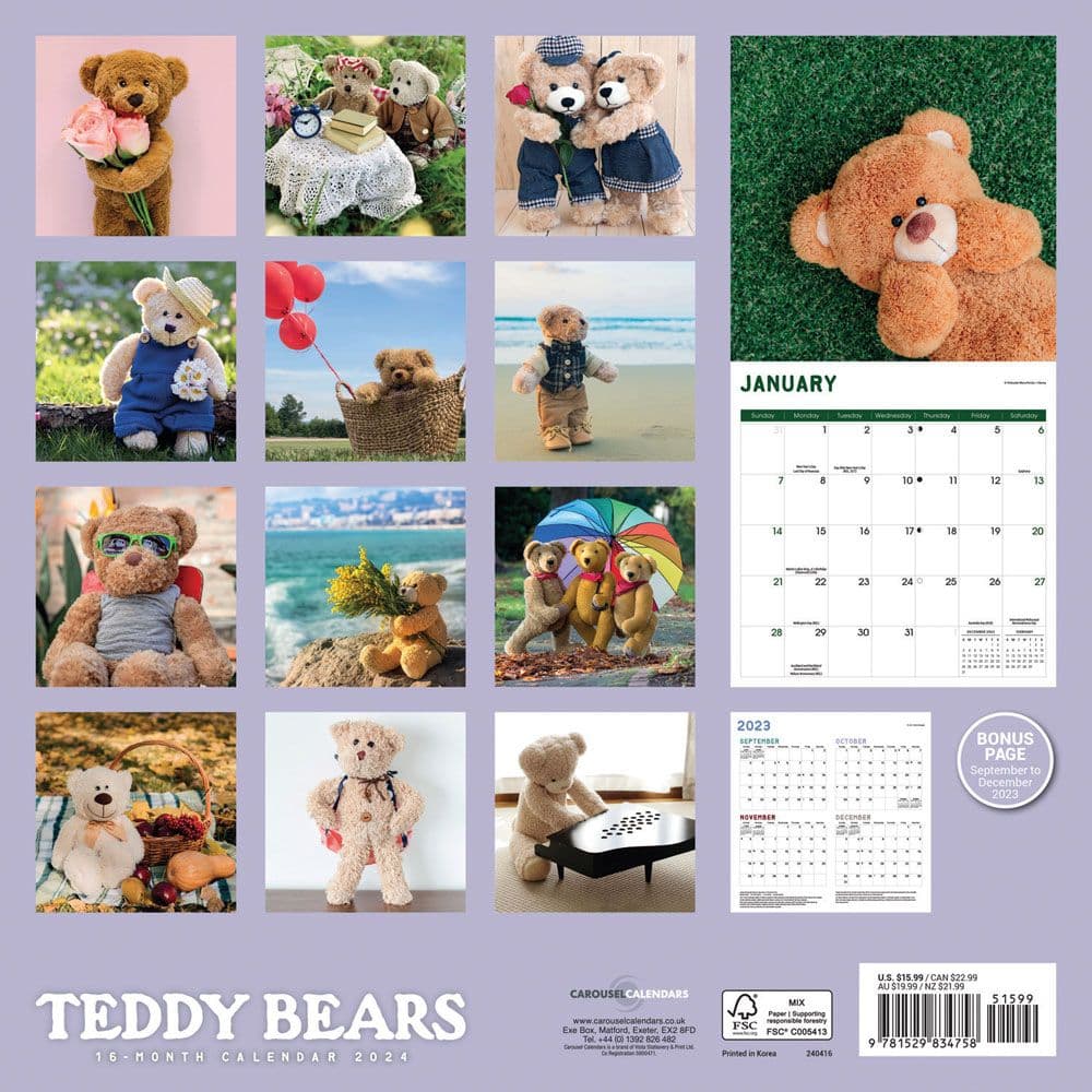 Teddy Bears 2024 Wall Calendar - Calendars.com