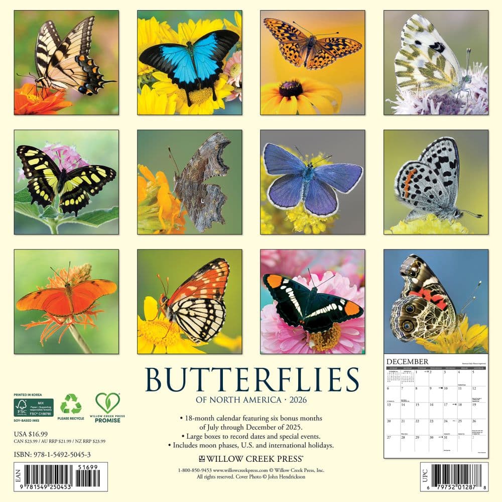 Butterflies 2026 Wall Calendar First Alternate Image