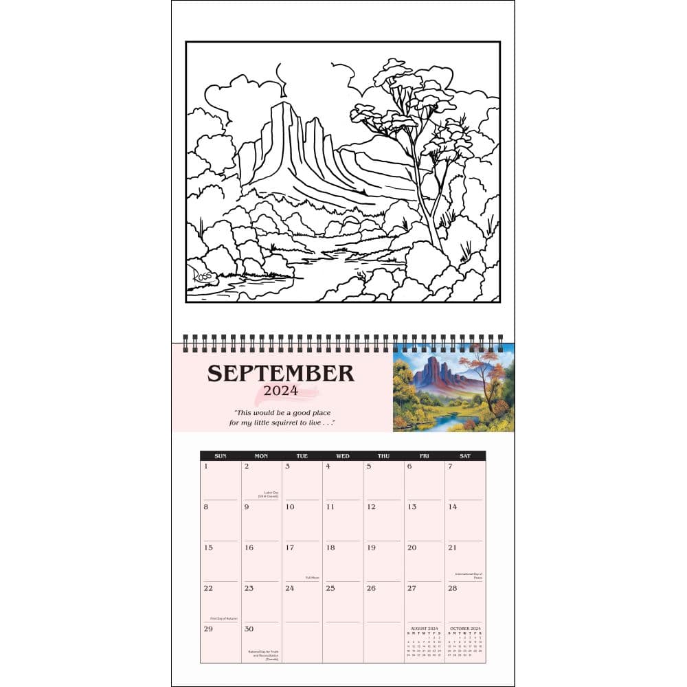 Bob Ross Coloring 2024 Wall Calendar