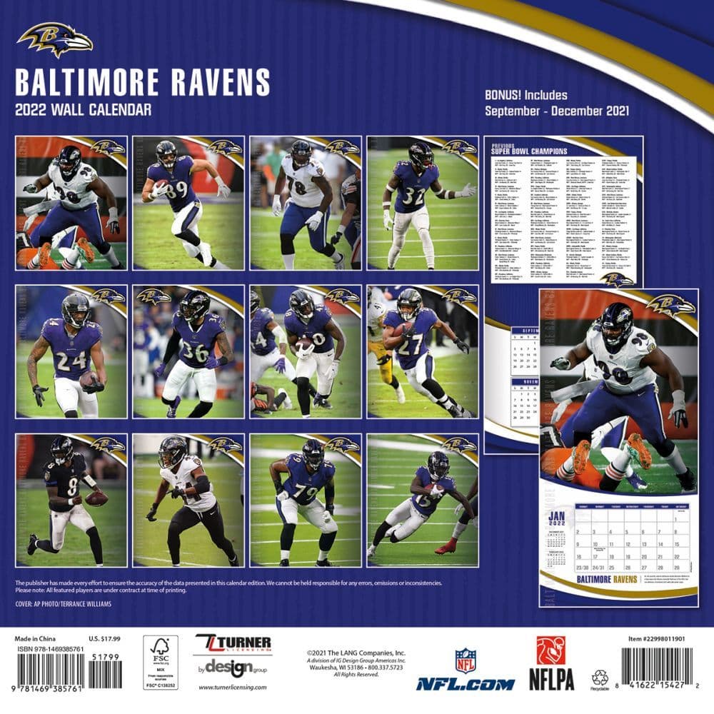 Ravens 2022 Schedule Baltimore Ravens 2022 Wall Calendar - Calendars.com