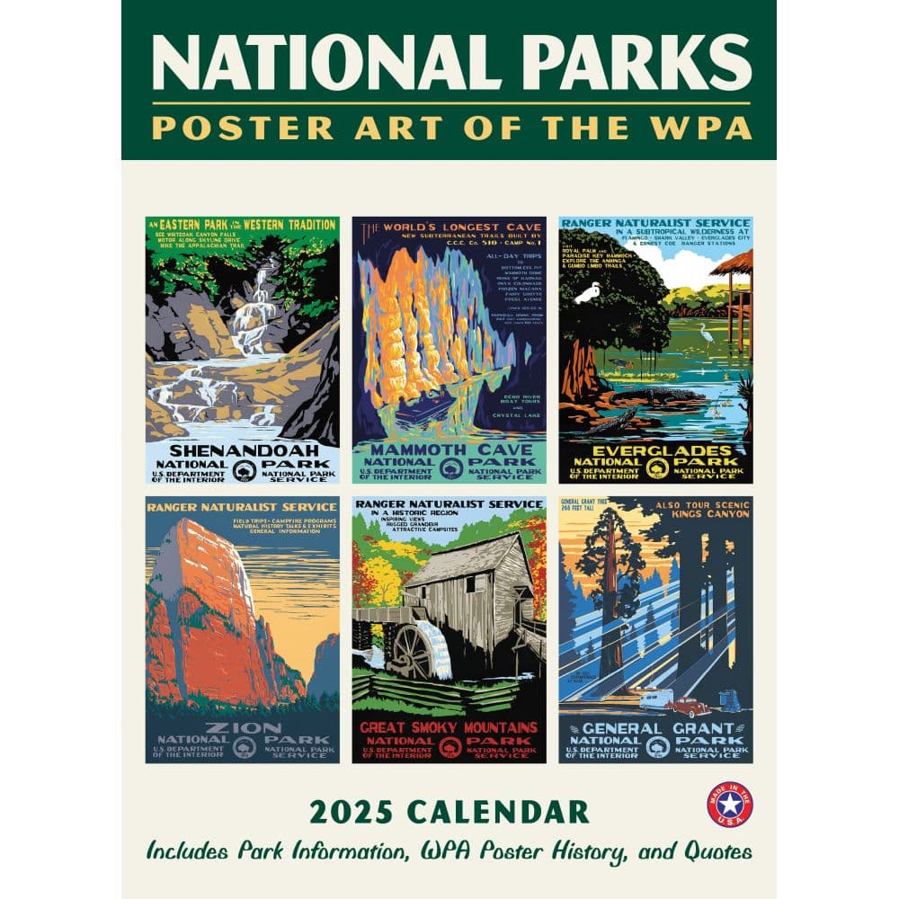 National Parks WPA Grid 2025 Wall Calendar