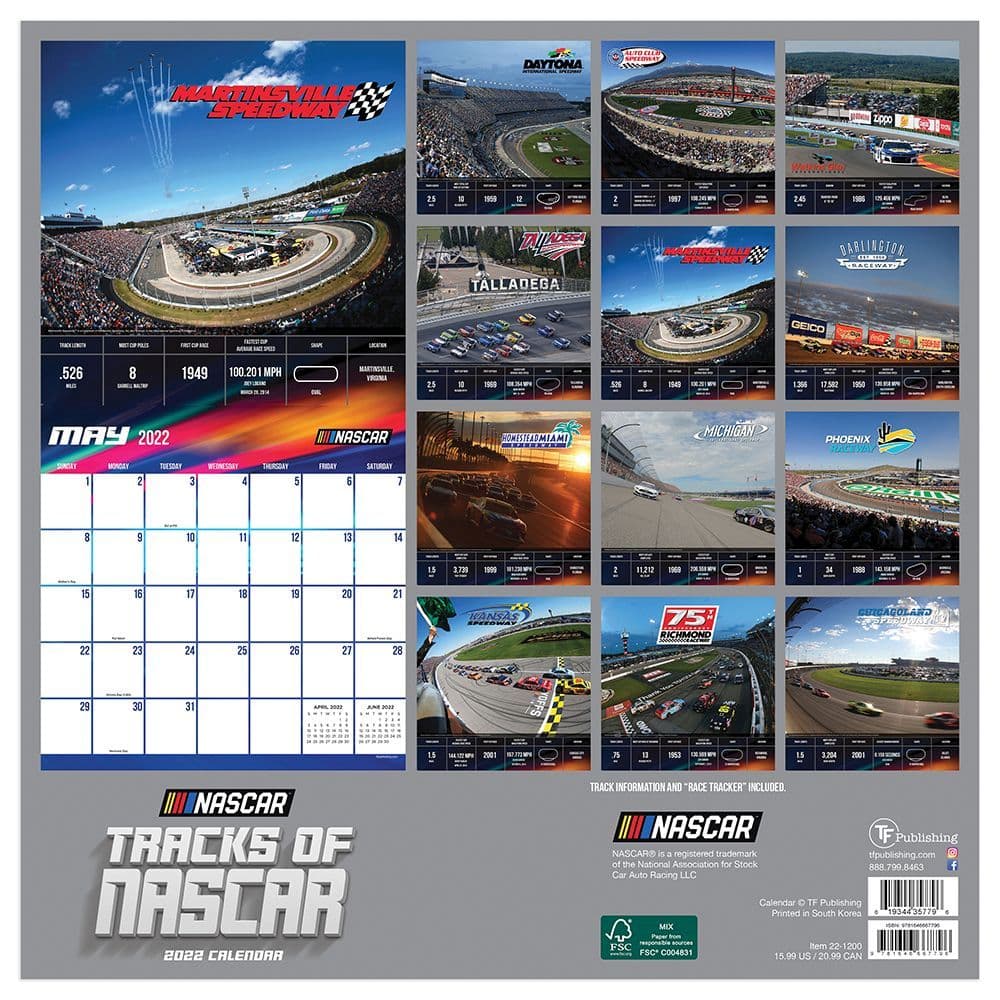 Tracks Of Nascar 2022 Wall Calendar - Calendars.com