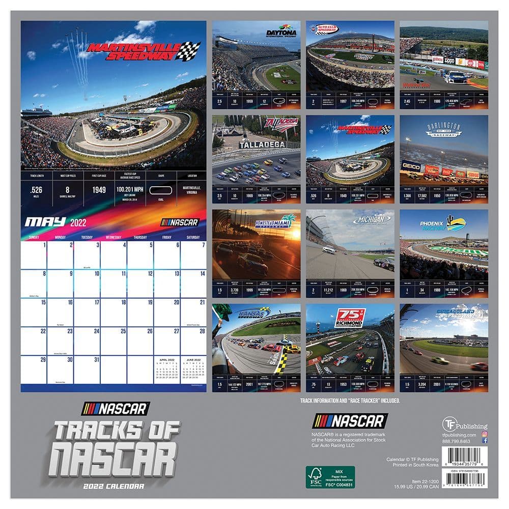 Nascar Com Schedule 2022 Tracks Of Nascar 2022 Wall Calendar - Calendars.com
