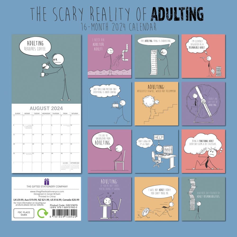 Scary Reality of Adulting 2024 Wall Calendar