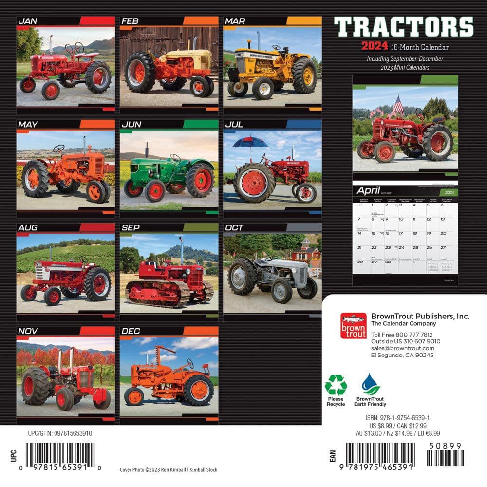 Tractors 2024 Mini Wall Calendar