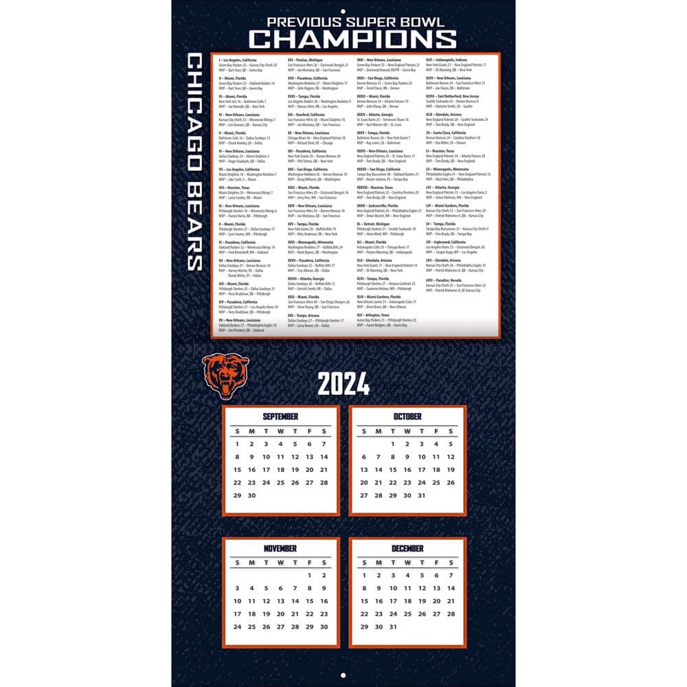 NFL Chicago Bears 2025 Wall Calendar Second Alternate Image width="1000" height="1000"