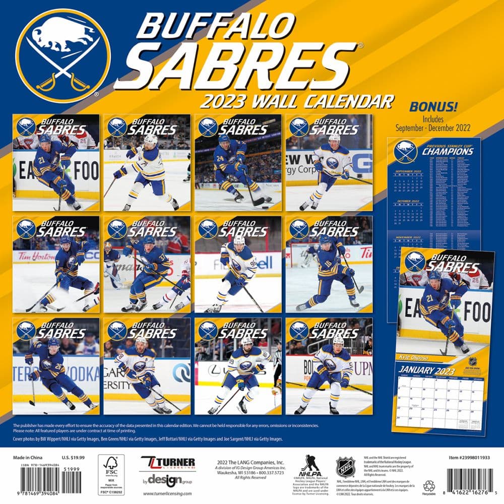 NHL Buffalo Sabres 2023 Wall Calendar - Calendars.com