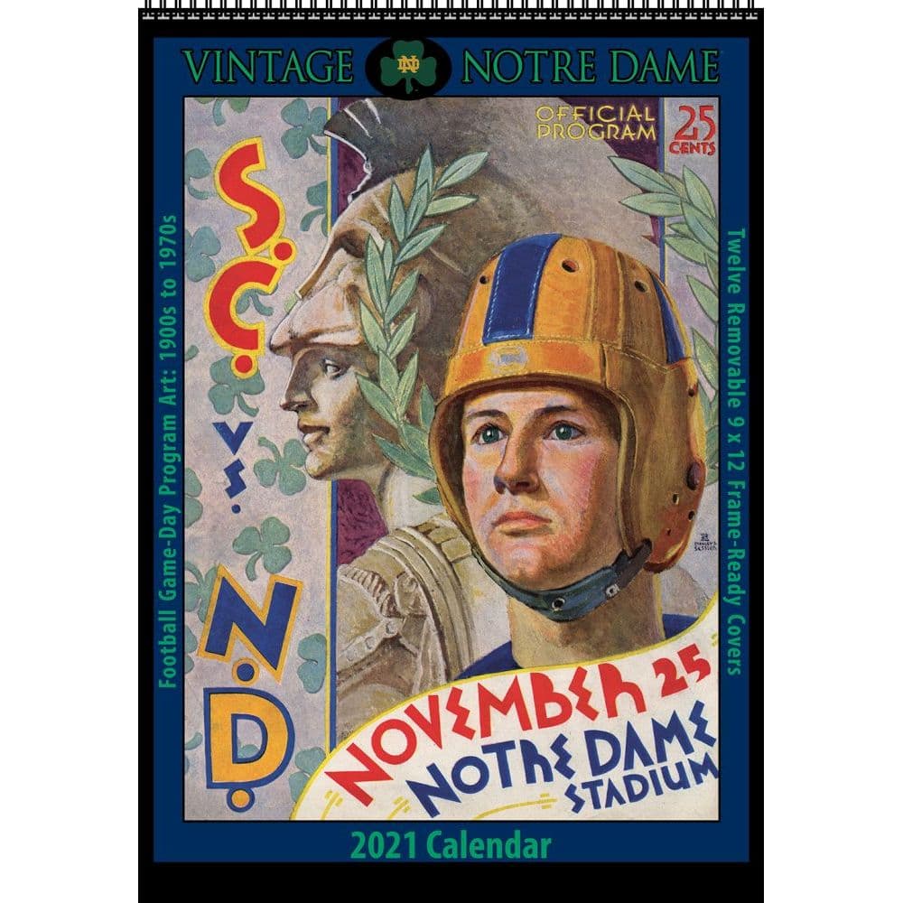 Notre Dame Vintage Football Wall Calendar - Calendars.com