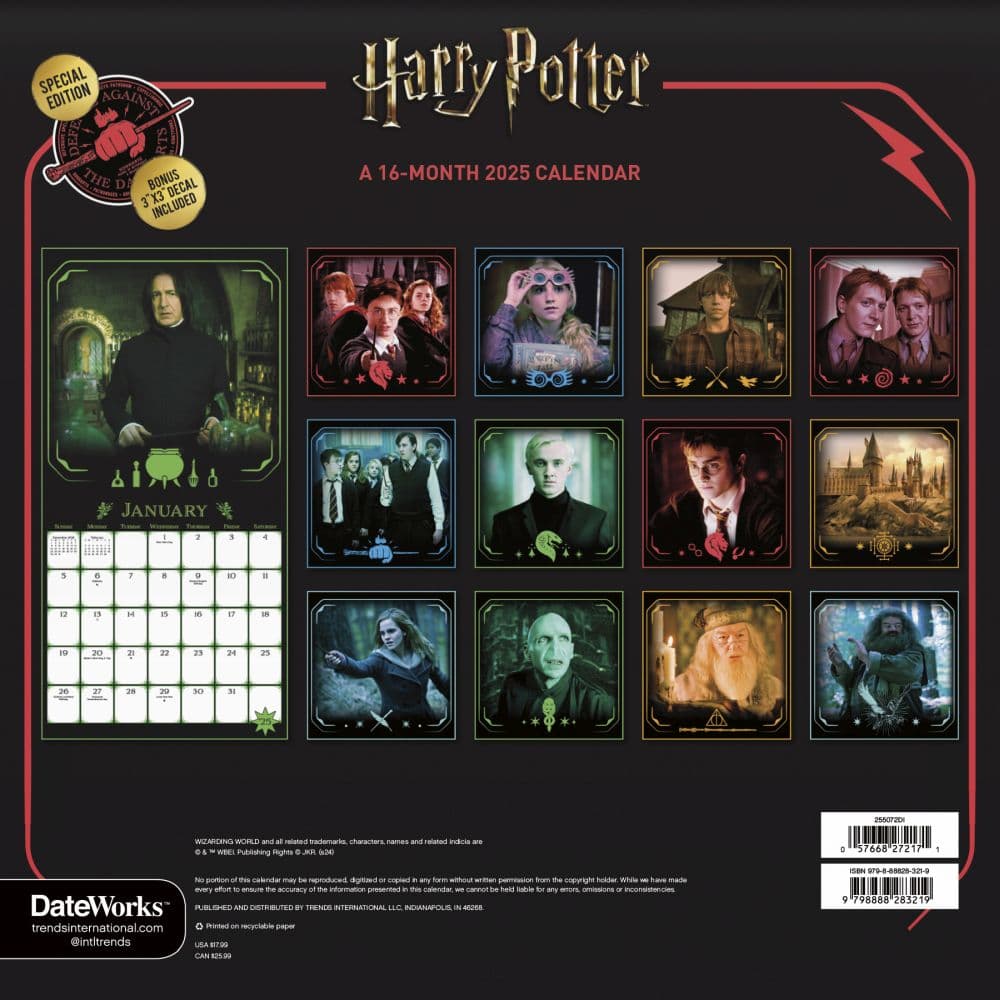 Harry Potter Exclusive w Decal 2025 Wall Calendar First Alternate Image width=&quot;1000&quot; height=&quot;1000&quot;