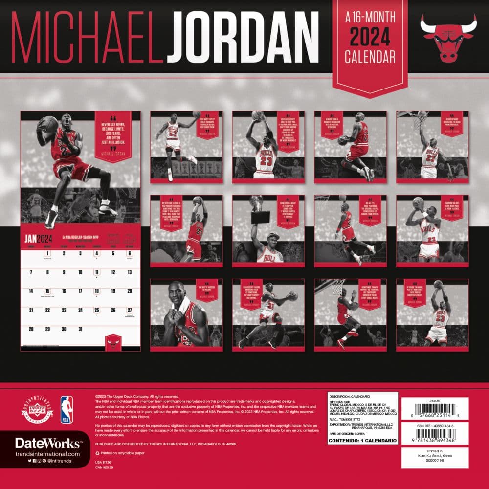 Michael Jordan 2024 Wall Calendar Alternate Image 2