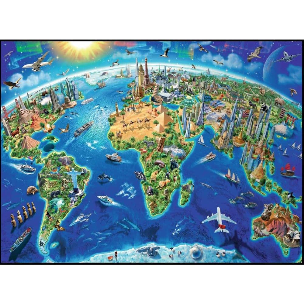 World Landmarks Map 300pc Puzzle Alternate Image 1