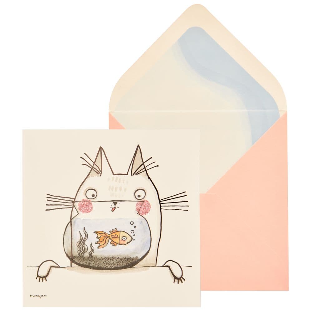 Cat and Fishbowl Birthday Card Main Product Image width="1000" height="1000"