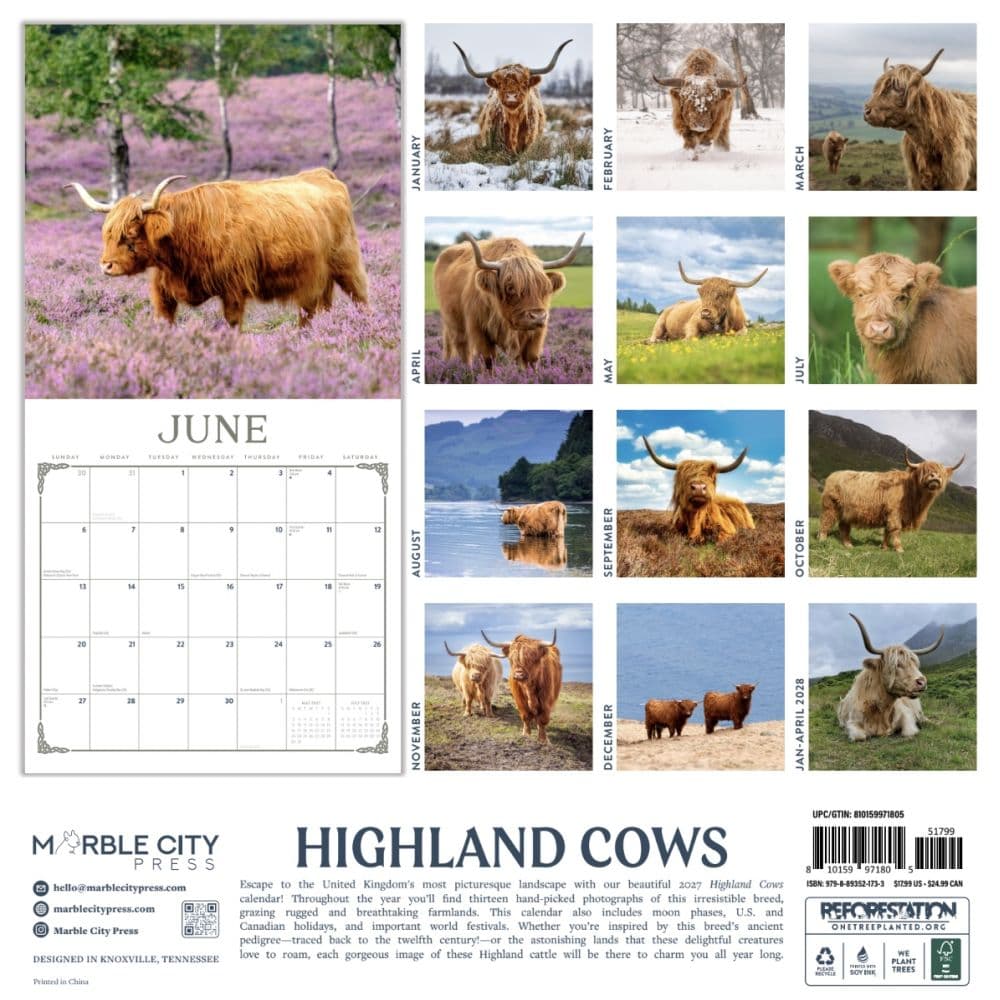 Highland Cows 2027 Wall Calendar First Alternate Image