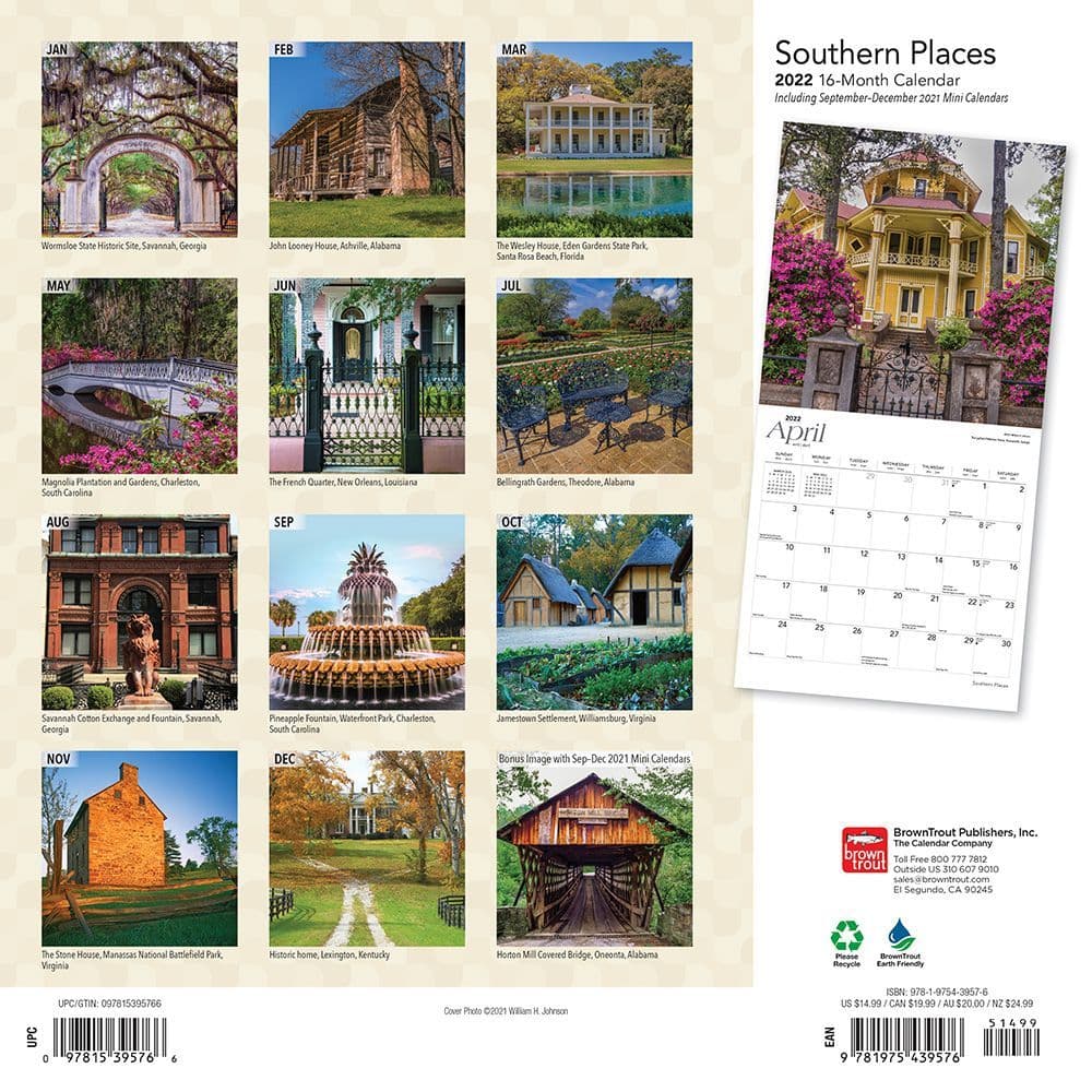 Southern Places 2022 Wall Calendar - Calendars.com