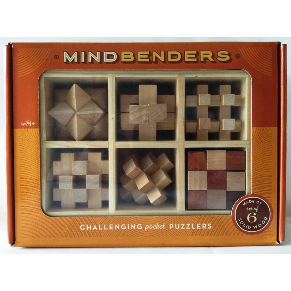 Wooden Pocket MindBenders Puzzles 6-Pack