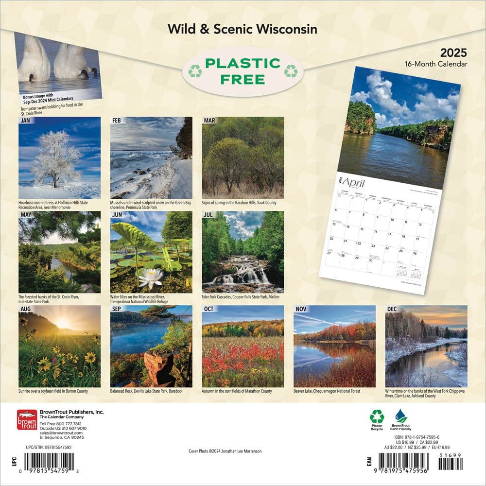 Wisconsin Wild and Scenic 2025 Wall Calendar Back Cover