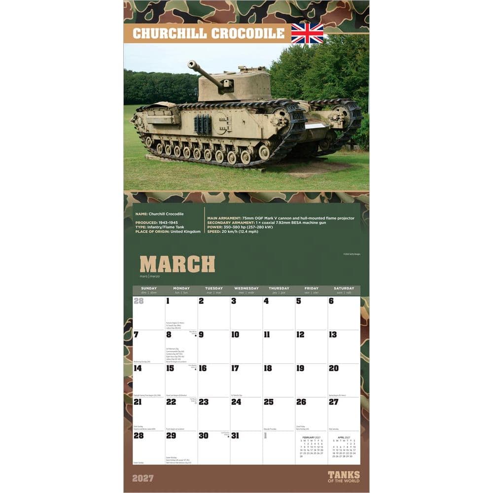 Tanks Of The World 2027 Wall Calendar Second Alternate Image