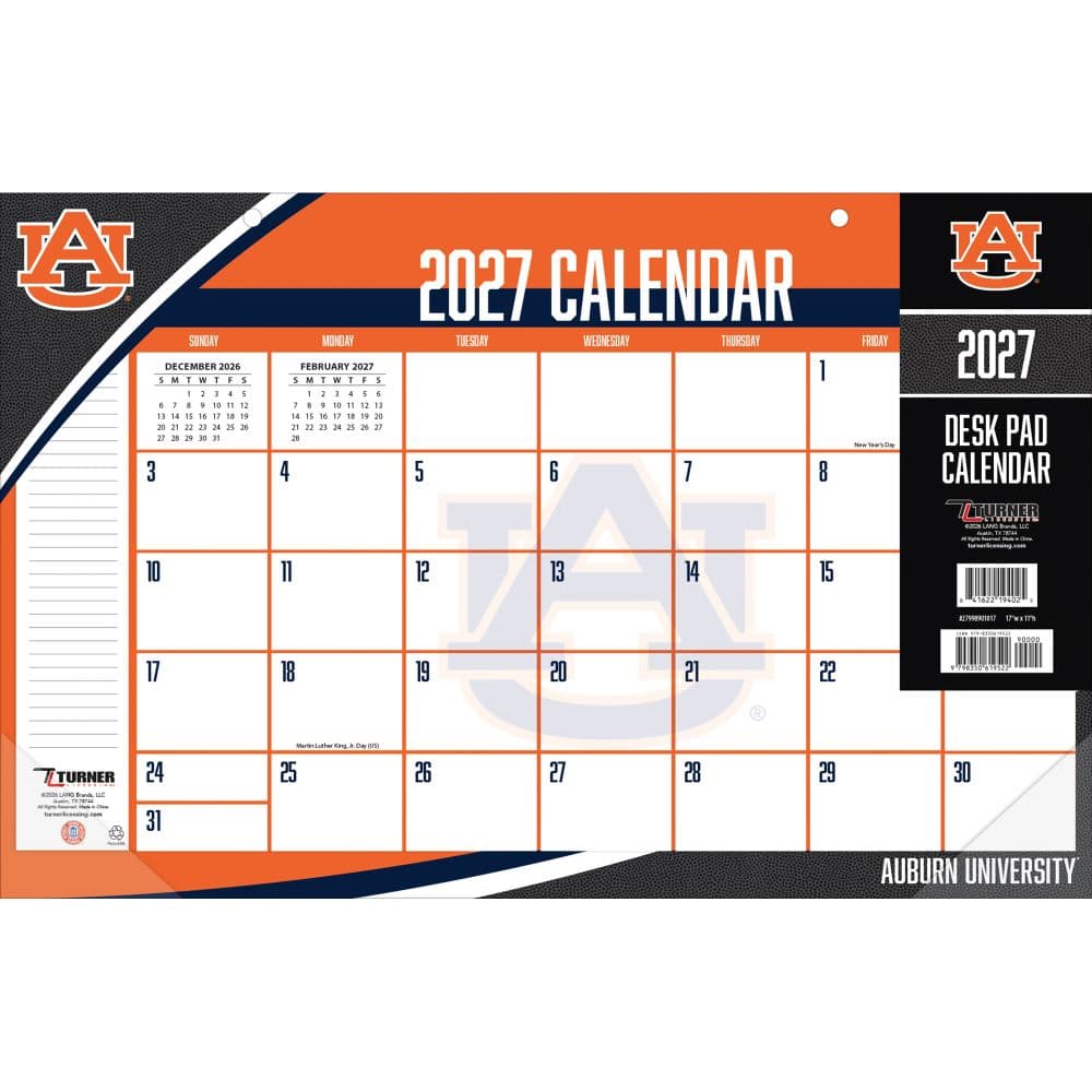 Auburn Tigers 2027 Desk Pad 17" X 11" Main Product Image