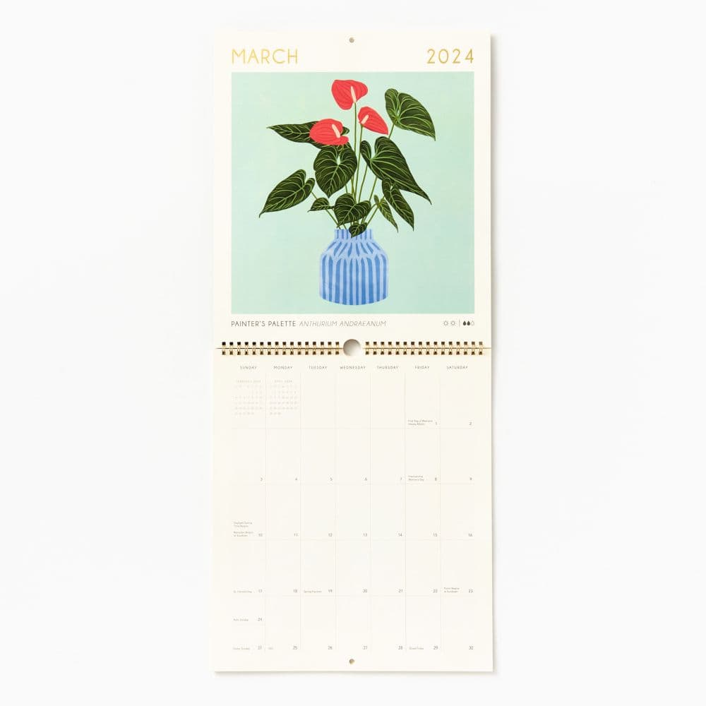 Houseplants Foil Poster 2024 Wall Calendar