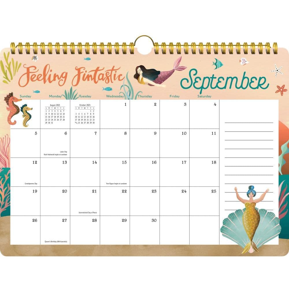 mermaid life 2022 17 month wall planner calendarscom