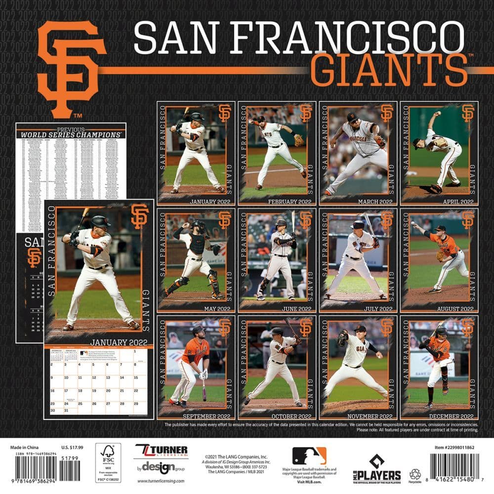 Sf Giants 2022 Schedule San Francisco Giants 2022 Wall Calendar - Calendars.com