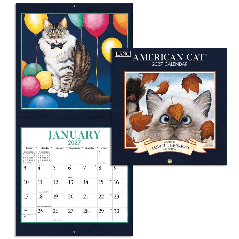 American Cat 2027 Mini Wall Calendar by Lowell Herrero Fifth Alternate Image