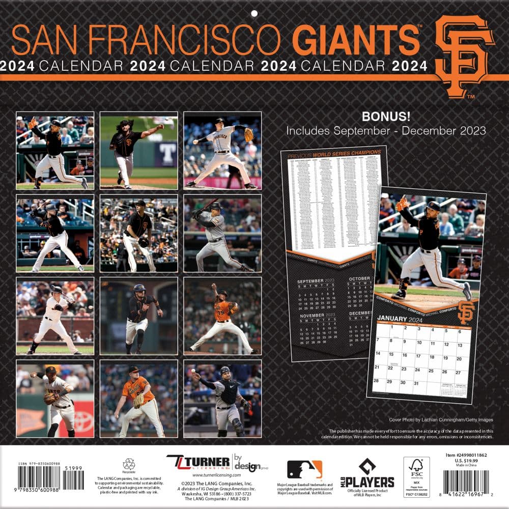 MLB San Francisco Giants 2024 Wall Calendar First Alternate Image width=&quot;1000&quot; height=&quot;1000&quot;