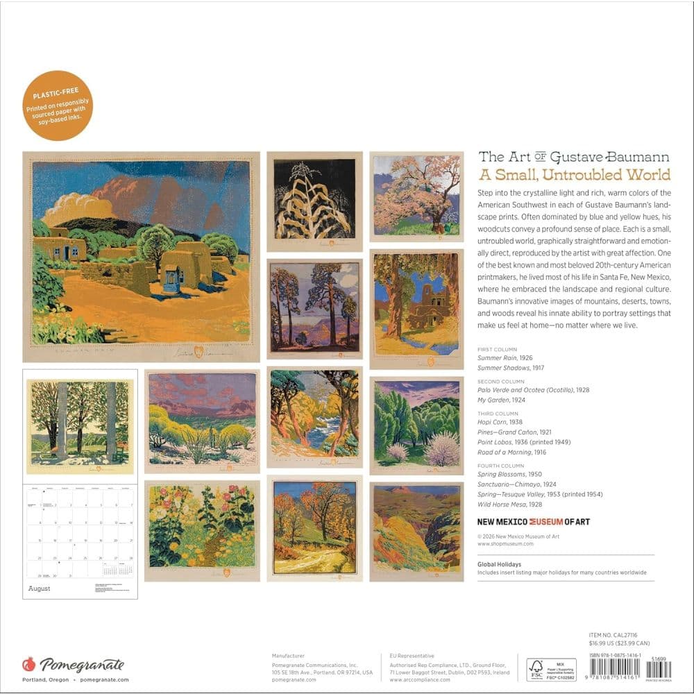 Gustave Baumann 2027 Wall Calendar First Alternate Image