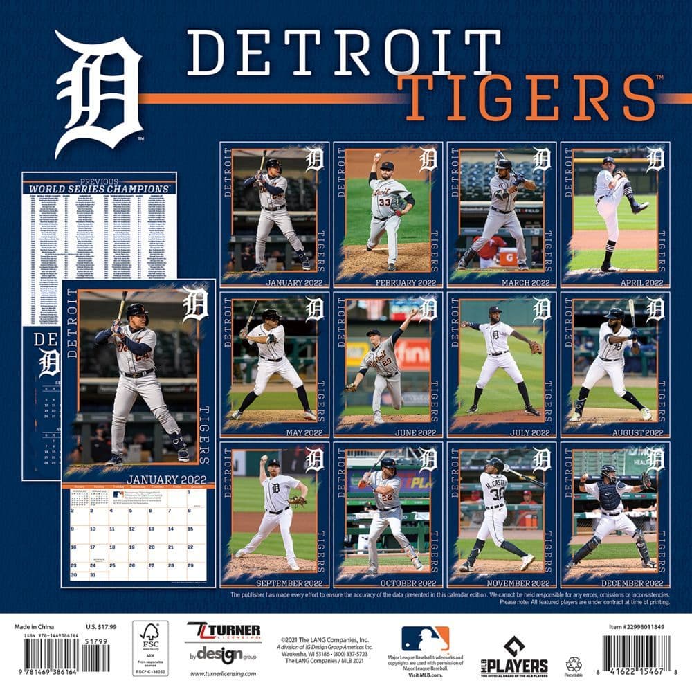 Mlb Detroit Tigers 2022 Wall Calendar Calendars Com