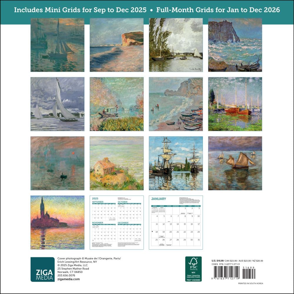 Monet At Sea 2026 Wall Calendar First Alternate Image