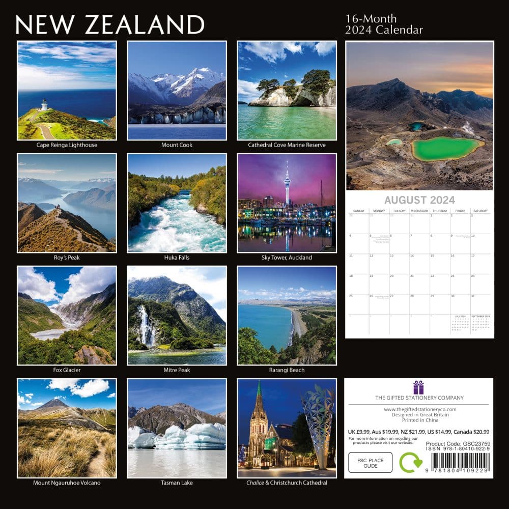 New Zealand 2024 Wall Calendar