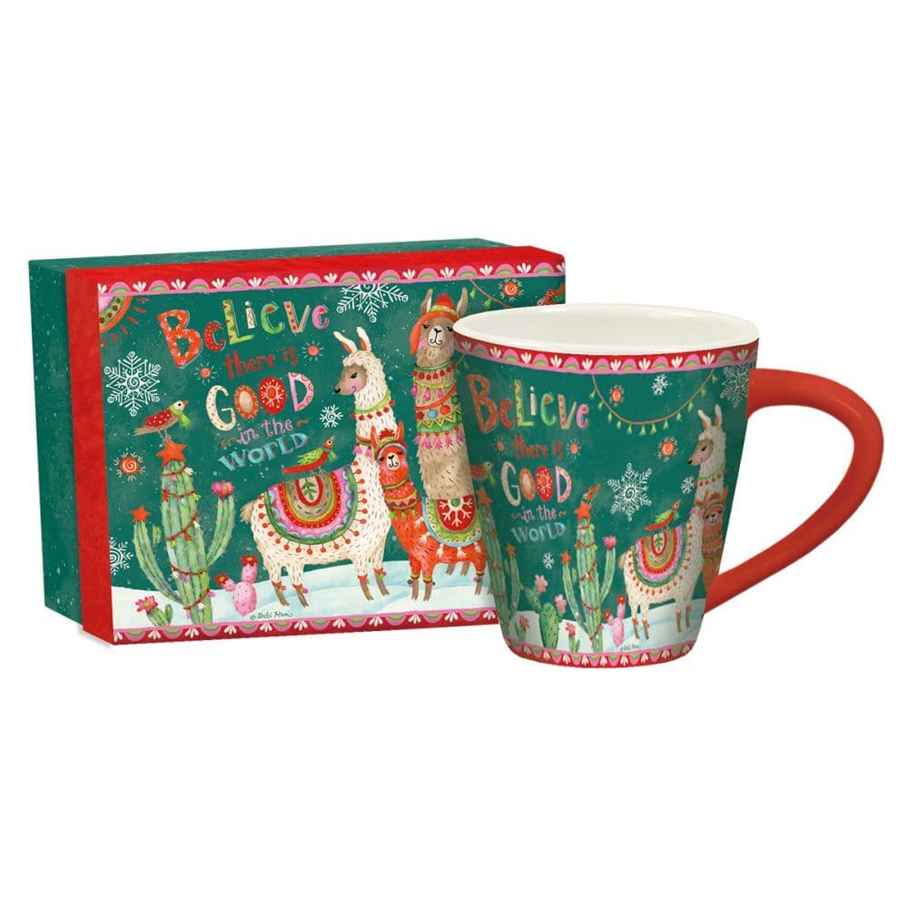 Holly Llama Cafe Mug by Debi Hron