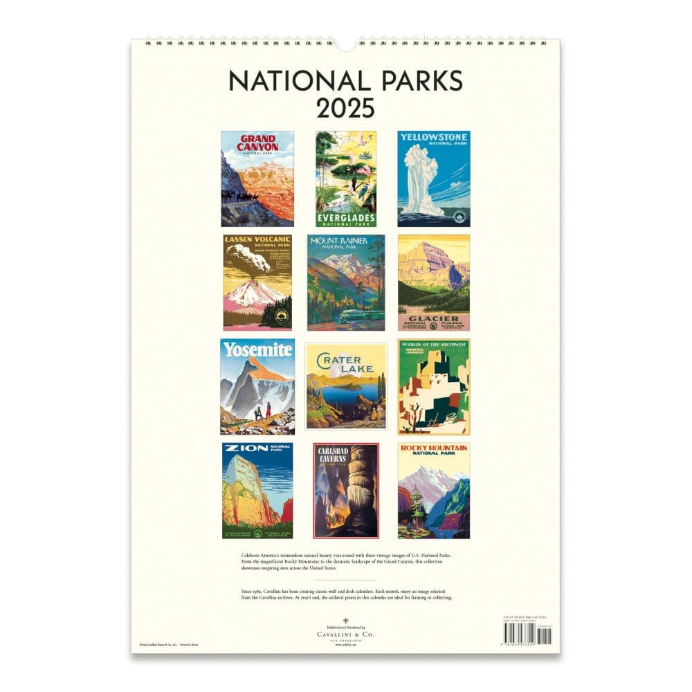 National Parks Poster 2025 Wall Calendar Second Alternate Image width="1000" height="1000"