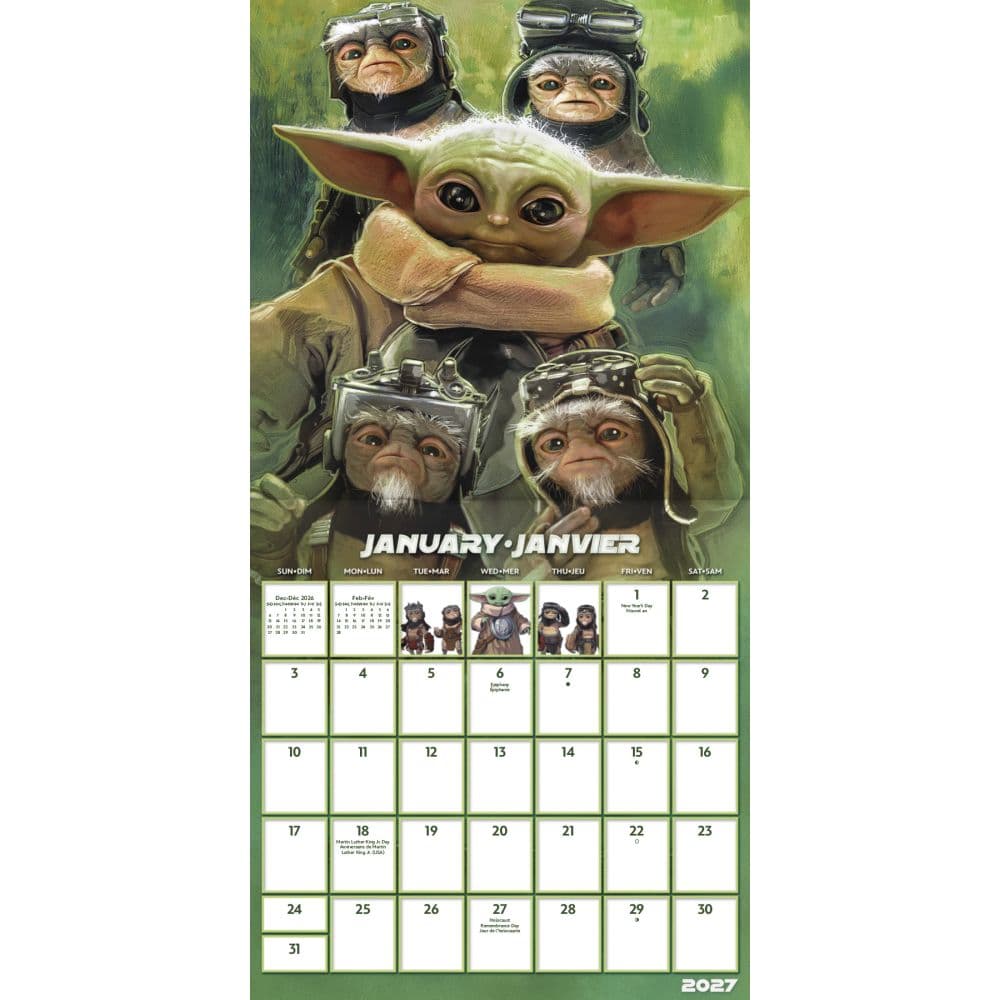 Star Wars Mandalorian Grogu -Bilingual French- 2027 Mini Wall Calendar Second Alternate Image