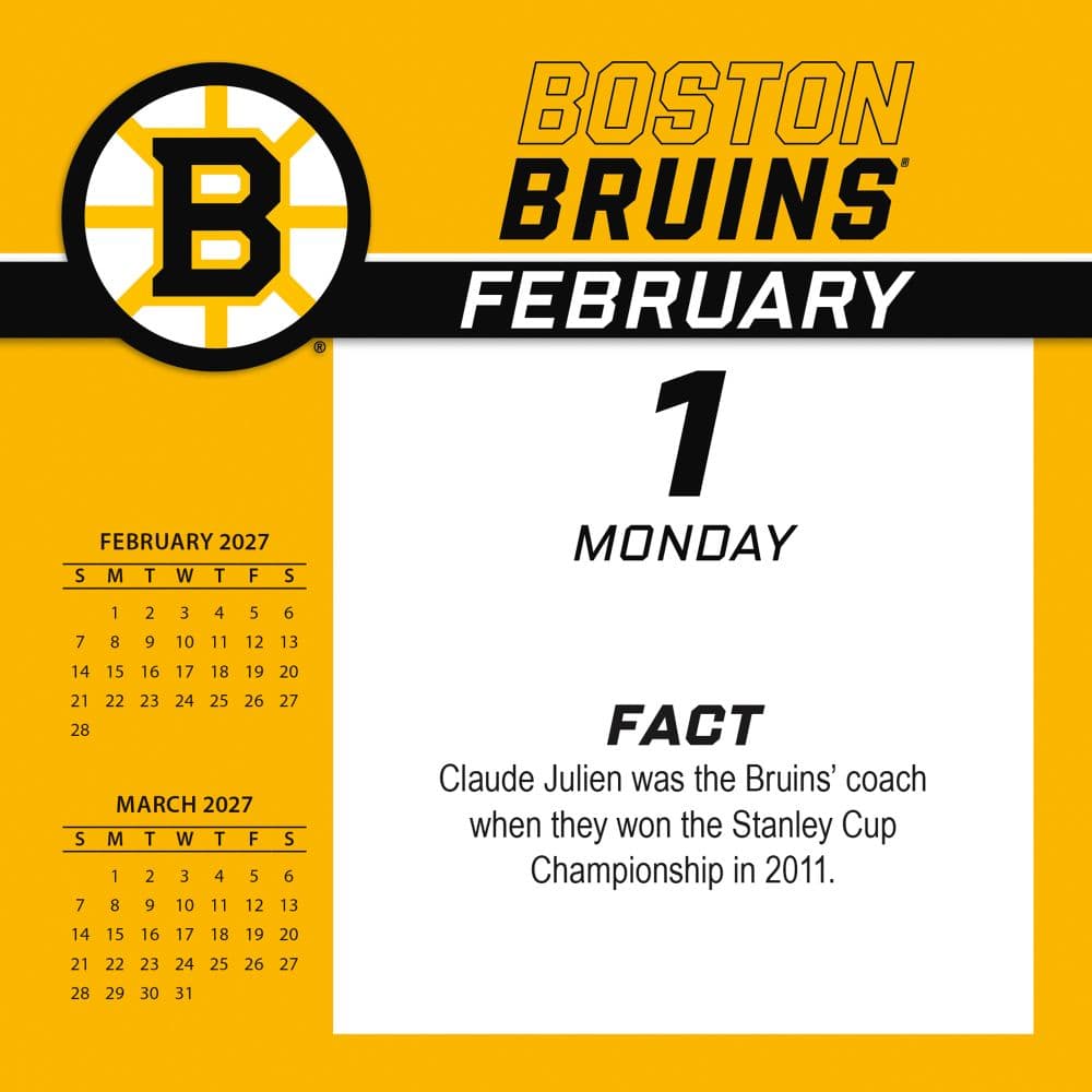 NHL Boston Bruins 2027 Desk Calendar Third Alternate Image