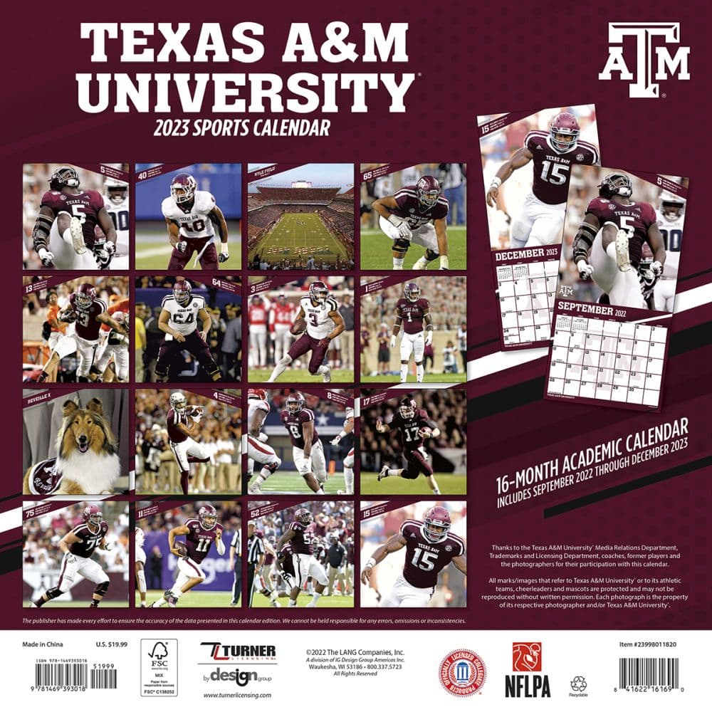 Texas A&M Aggies 2023 Wall Calendar - Calendars.com