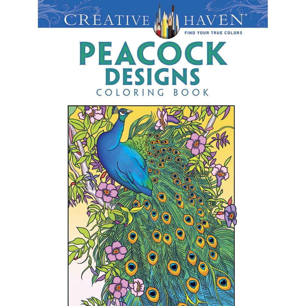 Peacock Designs Coloring Book Main Image