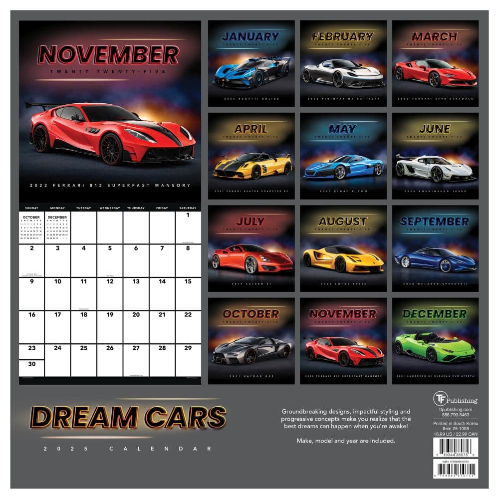 Dream Cars 2025 Wall Calendar First Alternate Image