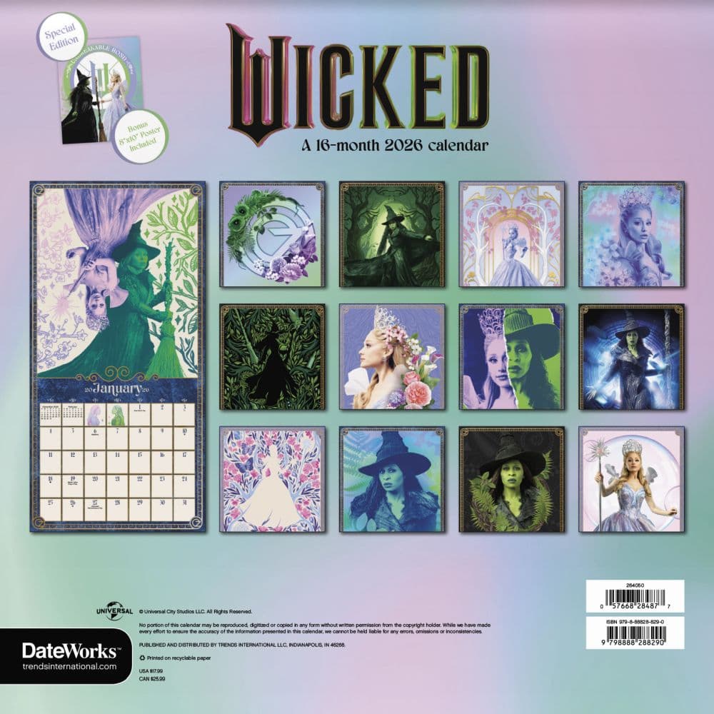 Wicked For Good Exclusive with Print 2026 Wall Calendar First Alternate Image