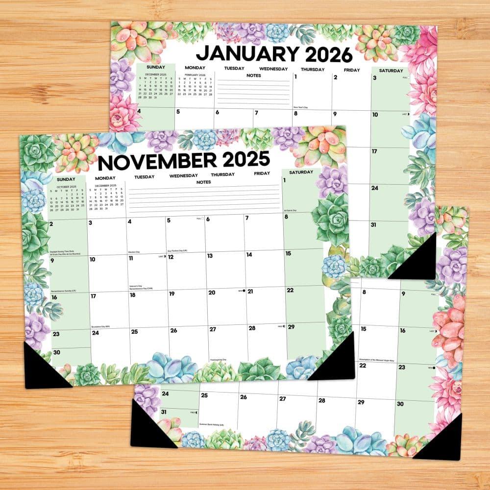 Succelents Academic 2026 Monthly Desk Pad Main Image_ALT1