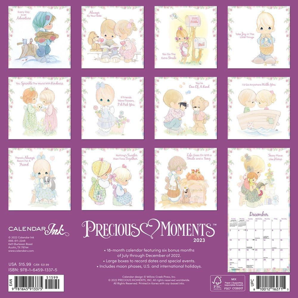 Precious Moments 2023 Wall Calendar Printable Word Searches