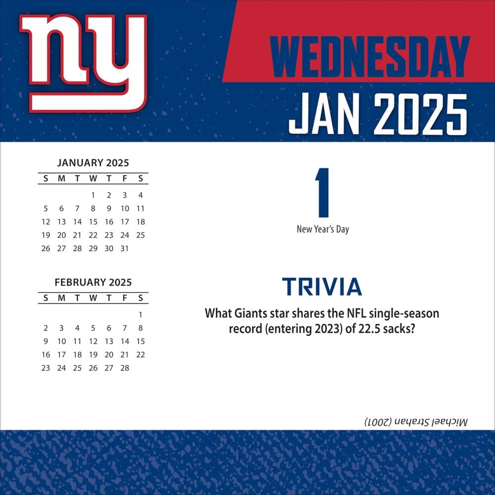 NFL New York Giants 2025 Desk Calendar First Alternate Image