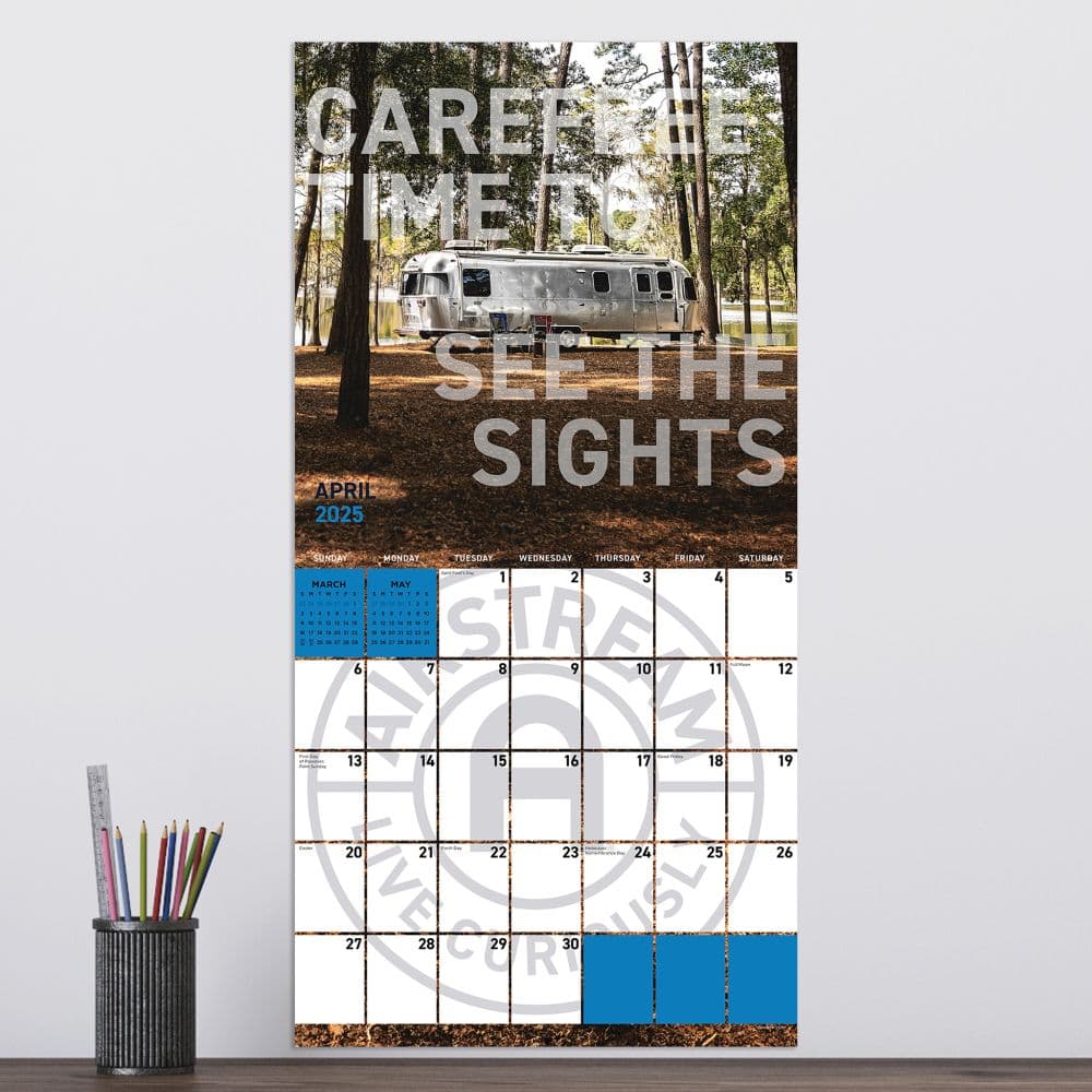 Airstream Live Riveted 2025 Wall Calendar on a wall