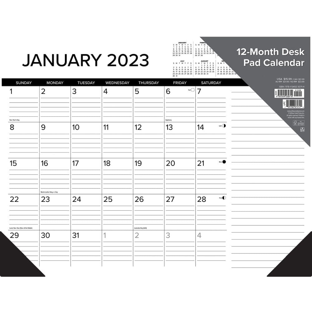 22x17 b w office 2023 desk pad calendars
