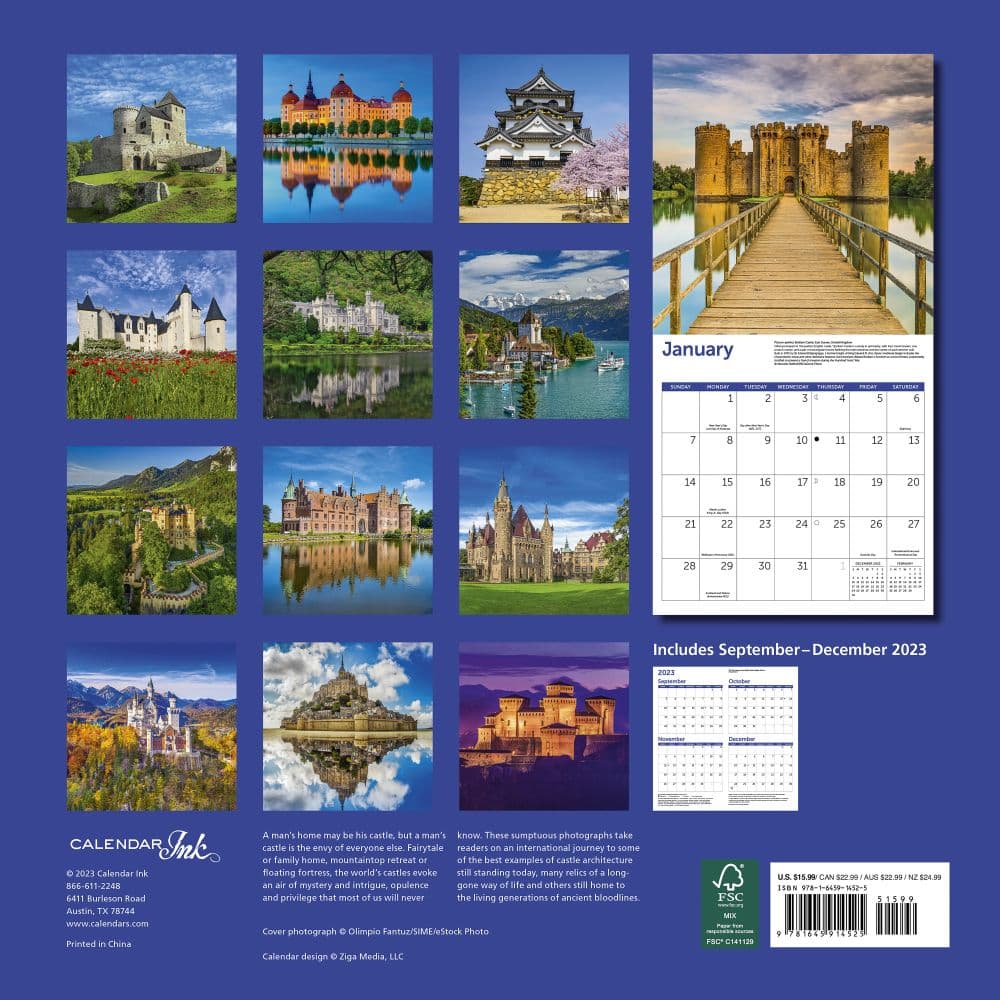 Castles 2024 Wall Calendar