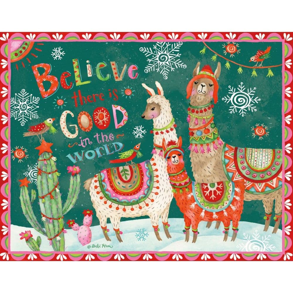 Holly Llama Boxed Christmas Cards (18 pack) w/ Decorative Box by Debi Hron Main Image